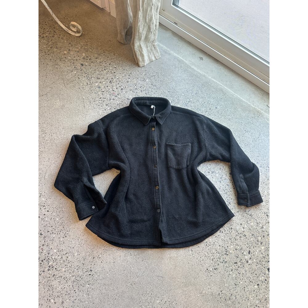 ASOS Women’s 12 Black Fleece Button Up Overshirt Jacket